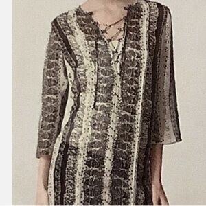 CAbi Beatnik blouse tunic semi sheer boho top